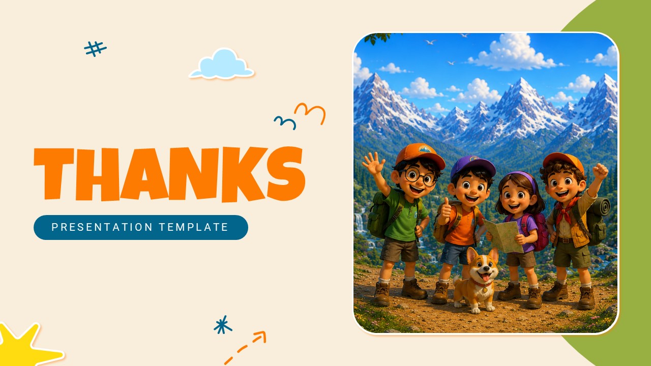 Cartoon Theme Template - Thank you slide to close your presentation on a fun, upbeat note
