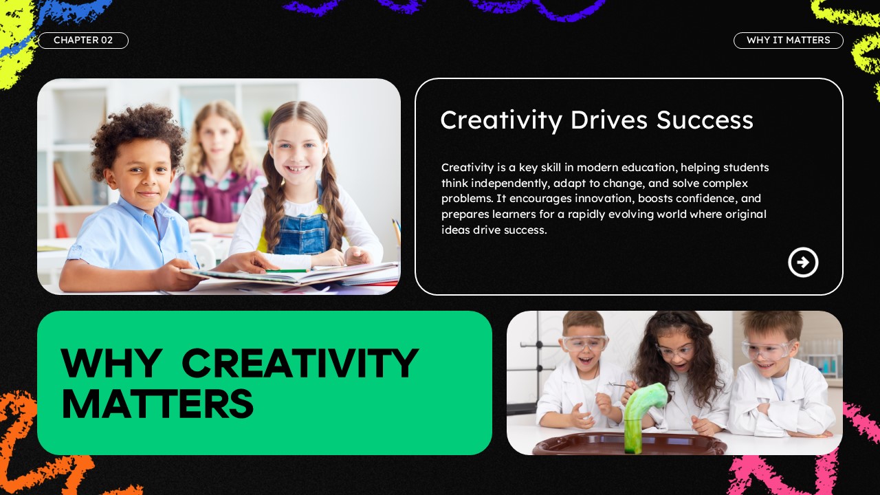 Creative Education Template - Learning Challenges Statistics Slide