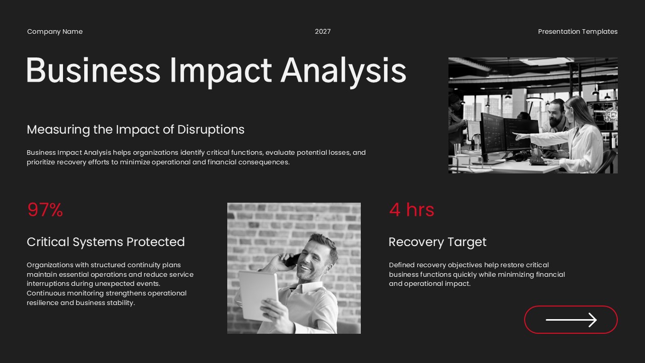 Business Impact Analysis Template - Key recovery metrics and statistics