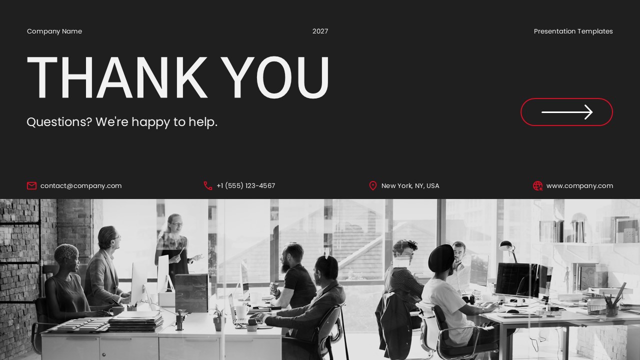 Crisis Management Thank You Slide - Closing slide with contact details
