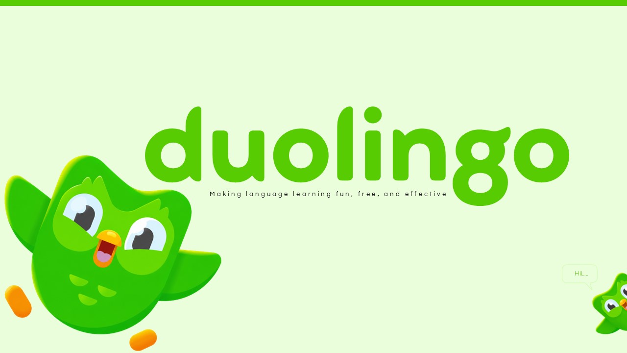 Duolingo Google Slides Template - About slide to present company overview and core value propositions