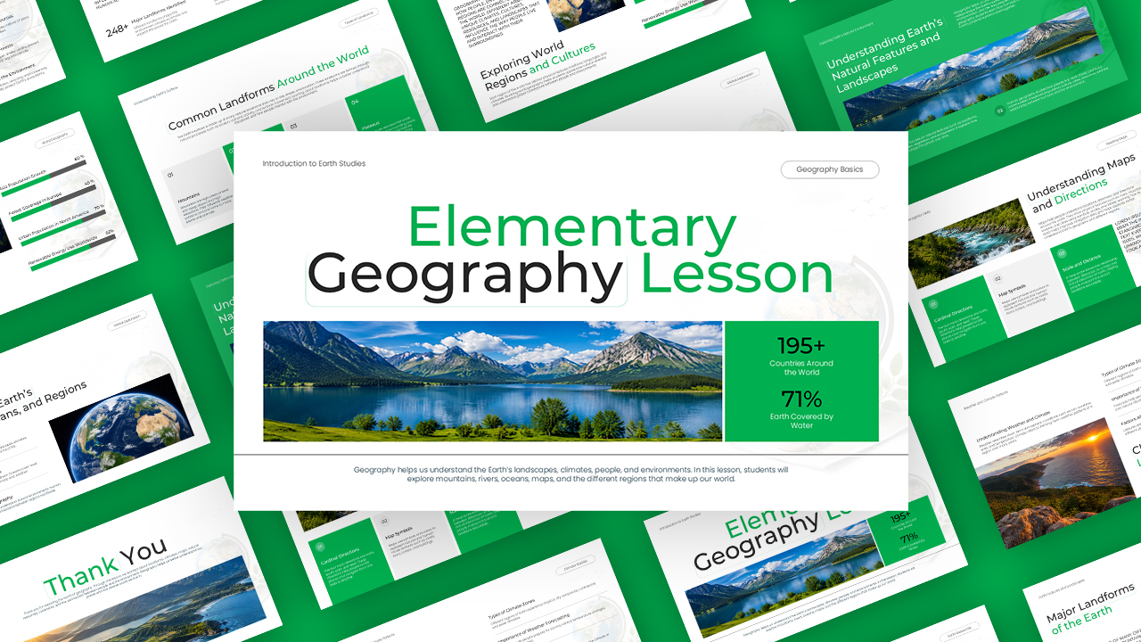 Elementary Geography Lesson Template - Full slide collection preview