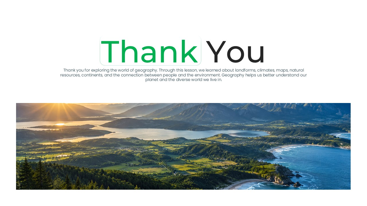 Elementary Geography Lesson Template - Thank You closing slide