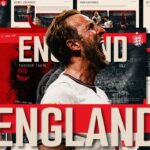 England Football Team Template - collage preview of all 8 slides with bold ENGLAND footer and Three Lions crest