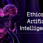Ethics of Artificial Intelligence Google Slides Template – definition slide with robotic arm and four numbered ethical principles