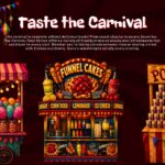 Fun Carnival Theme Template - Food slide with illustrated cotton candy, funnel cake, and popcorn vendor stalls