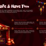Fun Carnival Theme Template - Safety slide with First Aid tent illustration and four guideline sections with star icons