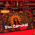 Fun Carnival Theme Template - Full deck preview with vintage circus-style slides in crimson, gold, and teal