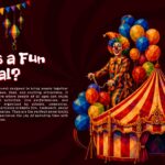 Fun Carnival Theme Template - Introduction slide with clown on bicycle, circus tent, and geometric low-poly balloons
