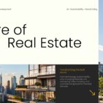 Future of Real Estate Google Slides Template - Smart infrastructure slide with 68% urban living statistic and cityscape