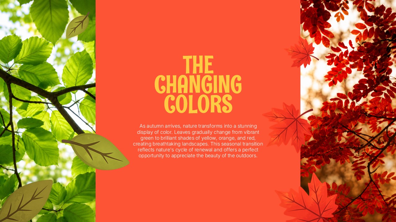 Happy Fall Season Template - Science slide to explain the biological process of autumn leaf color change