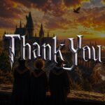 Harry Potter Thank You Template - closing slide with stylized thank you text and Hogwarts-themed dark cinematic design