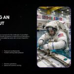 Humans In Space Template - Artemis Moon mission slide with Earth background and four-quadrant text layout