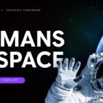 Humans In Space Template - two-column slide with purple-bordered space image and spaceflight history text sections