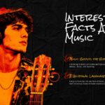 International Music Day Benefits Learning Music Template - Female singer with vinyl records and two gold benefit blocks on black background