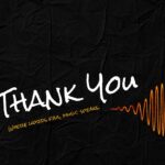 International Music Day Thank You Template - Surrealist melting vinyl record with glowing waveform and inspirational closing music quote