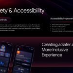 iOS 27 Safety Slide – Two-tier layout showcasing parental controls and accessibility improvements with real iOS UI mockups