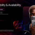iOS 27 Compatibility Slide – Device support list and three-milestone release timeline beside a dramatic portrait iPhone photo