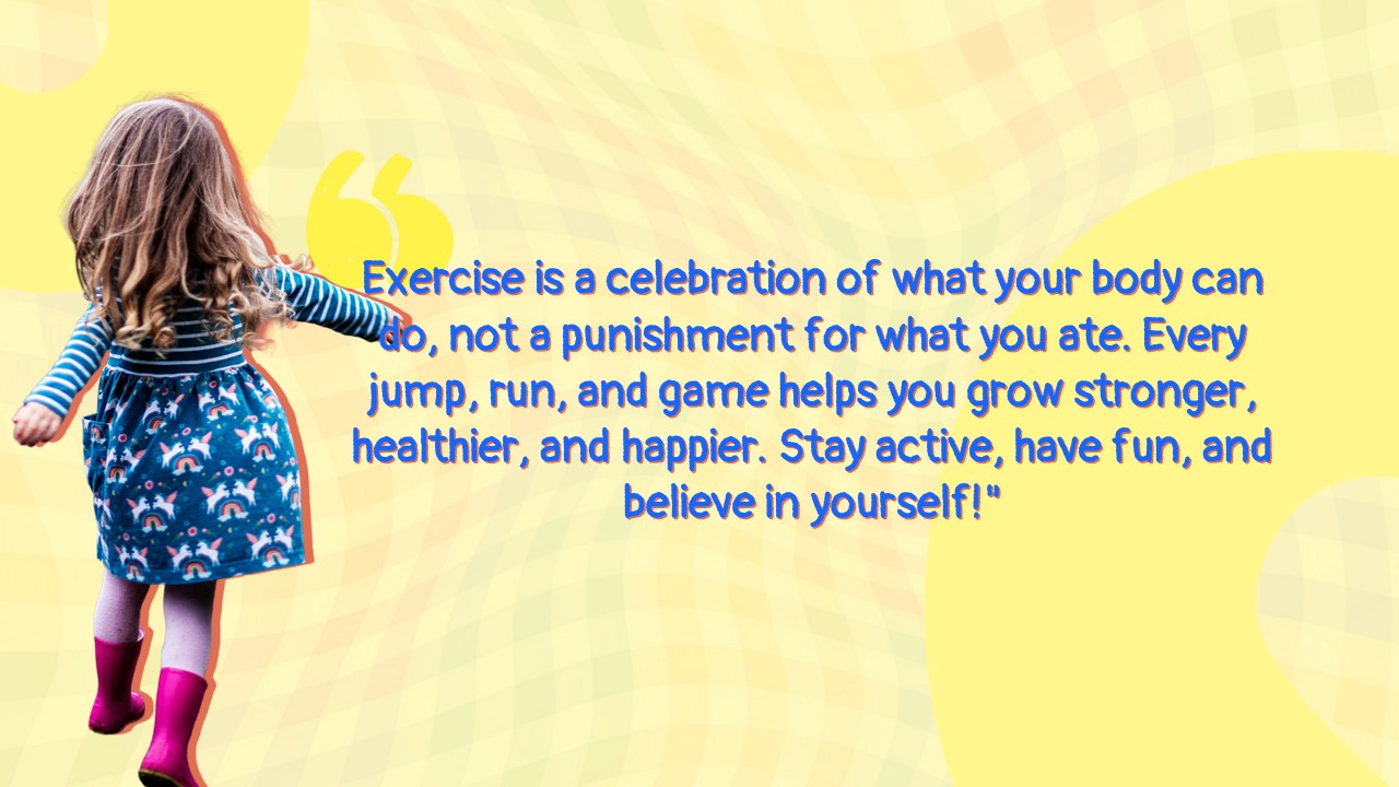 Kids PE Template – motivational quote slide with child photo