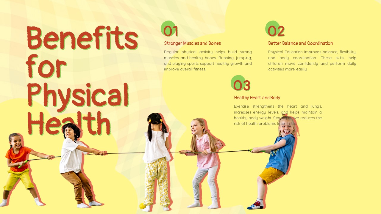 Kids PE Template – Benefits for Physical Health numbered slide