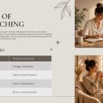 Life Coaching Benefits slide - two-column comparison table for personal and professional growth with portrait photos
