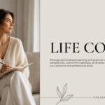 Life Coaching Google Slides Template - banner photo, text block, and portrait image on cream background