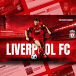 Liverpool FC Template - Cinematic cover slide with Steven Gerrard, stadium background, and bold LIVERPOOL FC title