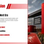 Liverpool FC Template - Thank you closing slide with dramatic nighttime Anfield aerial photo and bold THANKS typography