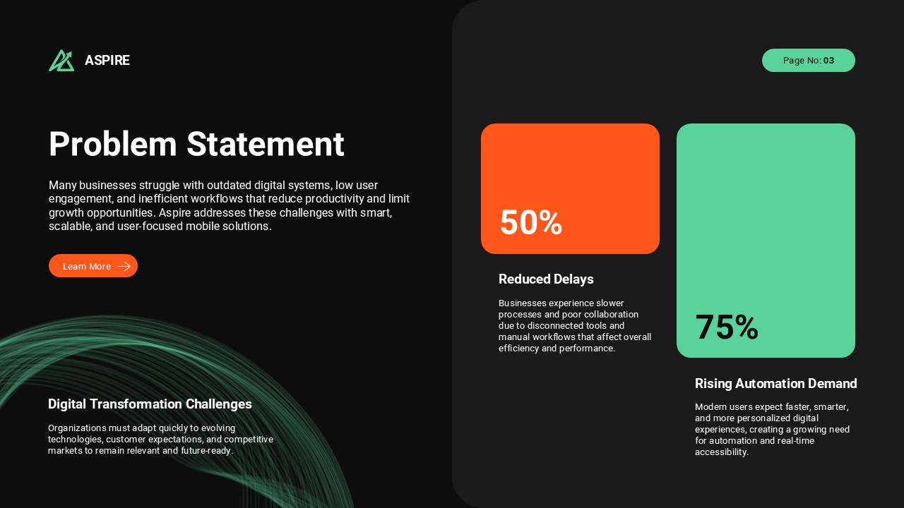Mobile App Presentation Our Solution Template - Six-card dark grid showcasing app feature pillars