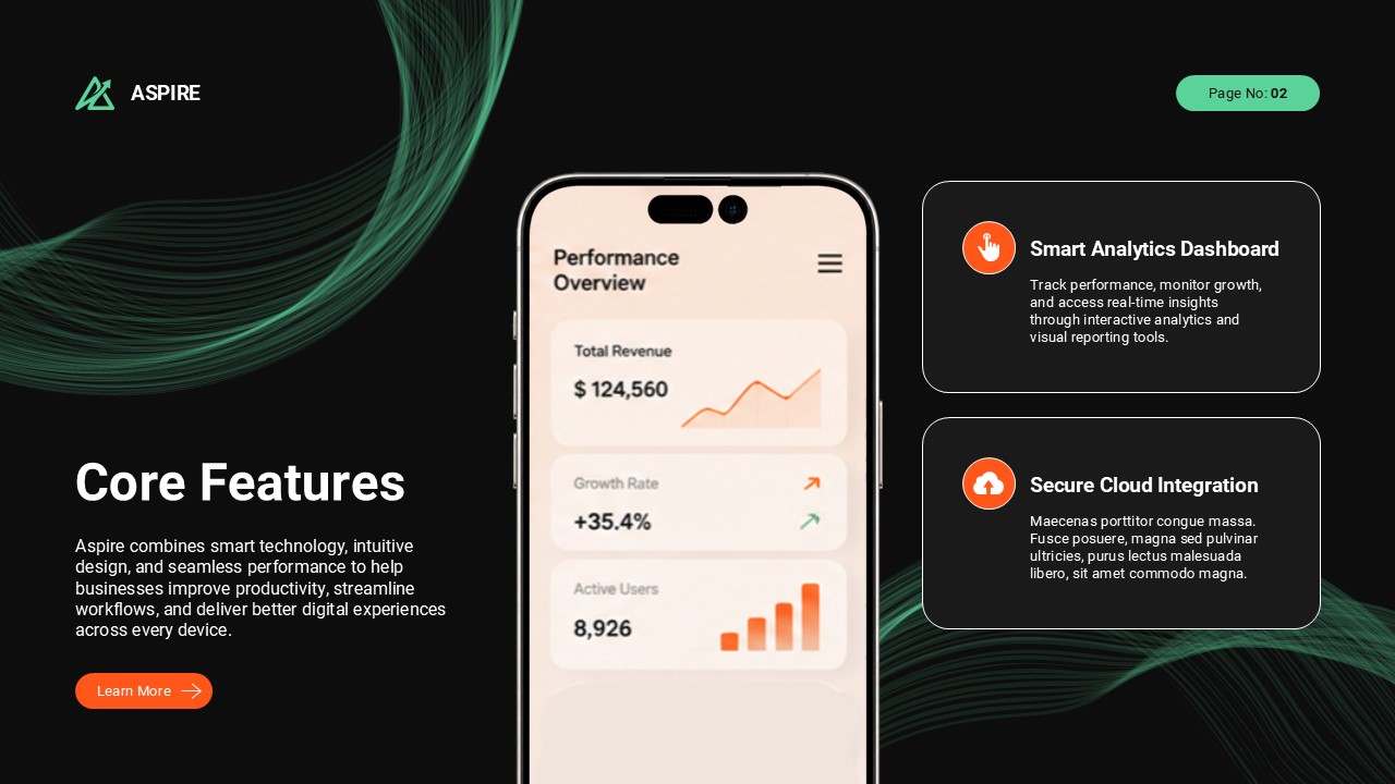 Mobile App Presentation Problem Statement Template - Bold 50% and 75% stat cards against dark split layout