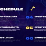 Music Event Template - Vision and mission slide with split layout, concert photo, and two icon-based sub-sections