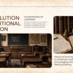Evolution of Traditional Education Slide - dual vintage photos of one-room schoolhouse and aged manuscript journal