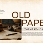 Old Paper Theme Education Cover Slide - vintage parchment layout with stacked leather books and bold OLD PAPER title