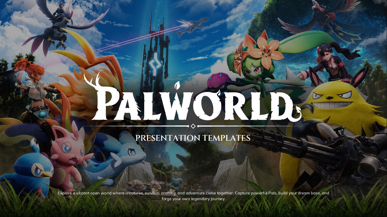 Palworld Game Template - Overview slide to introduce core gameplay mechanics and unique features