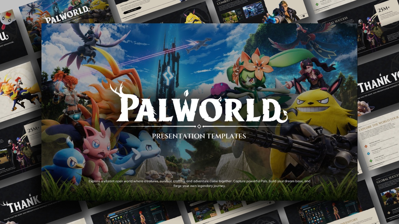 Palworld Game Template - Cover slide to launch your gaming presentation with cinematic flair