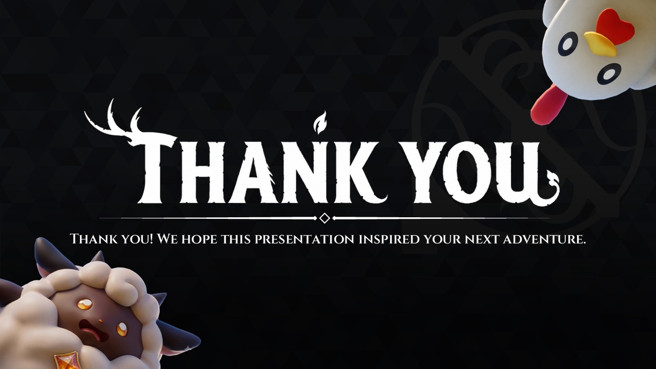 Palworld Game Template - Thank you slide to close your gaming presentation with a bold typographic finish