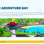 PAW Patrol Cartoon Adventure Bay Location Template - panoramic setting slide with Lookout Tower scene and descriptive text