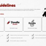 Playful Doodle Branding - brand applications slide with digital, print, and physical branding checklists