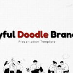 Playful Doodle Branding Template - company overview slide with mission, vision cards and team photo