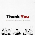 Playful Doodle Branding - thank you closing slide with contact info row and corner doodle illustrations