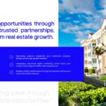 Real Estate Thank You Template - closing slide with contact info panel and luxury villa pool photo