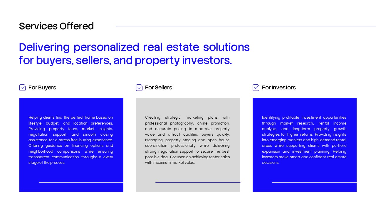 Real Estate Agent Value Proposition Template - 98% and 320+ KPI stats over interior kitchen photo