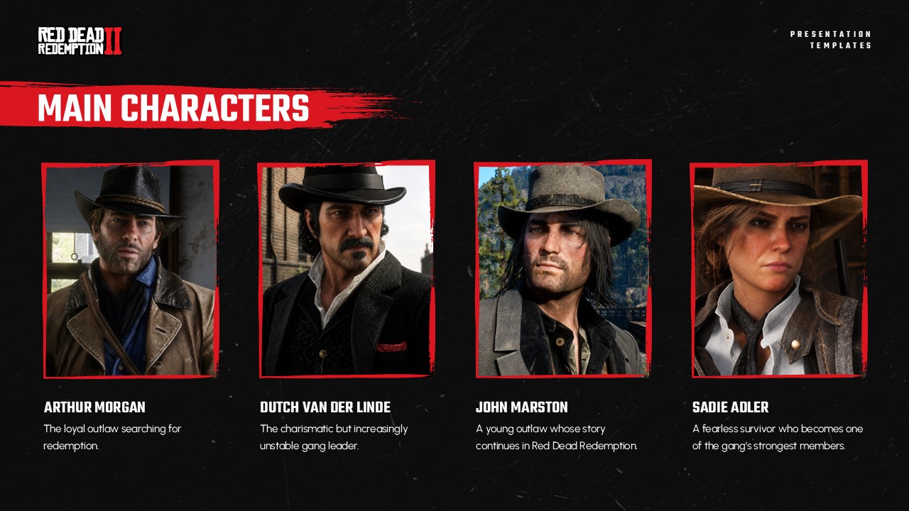 Red Dead Redemption 2 Template - Main Characters four-card grid
