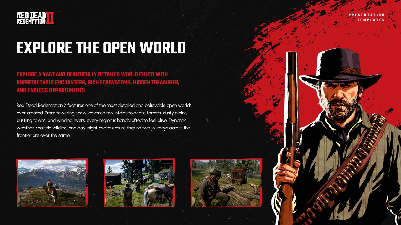 Red Dead Redemption 2 Template - Open World Exploration feature slide