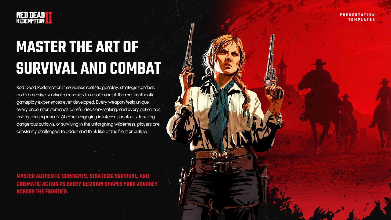 Red Dead Redemption 2 Template - Survival and Combat mechanics slide