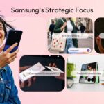 Galaxy Z Fold 8 Specs Template - Three-panel lavender spec sheet highlighting design, performance, and camera features