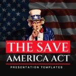Save America Act Template - split-layout overview slide with photo panel, bullet points, and legislative summary text