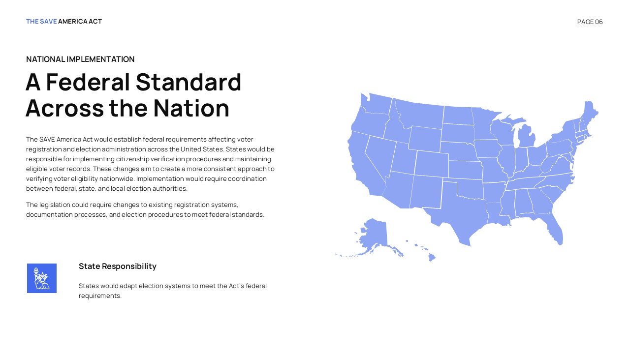 Save America Act Template - closing thank you slide with white serif text and Citizenship Integrity Democracy tagline on dark flag background