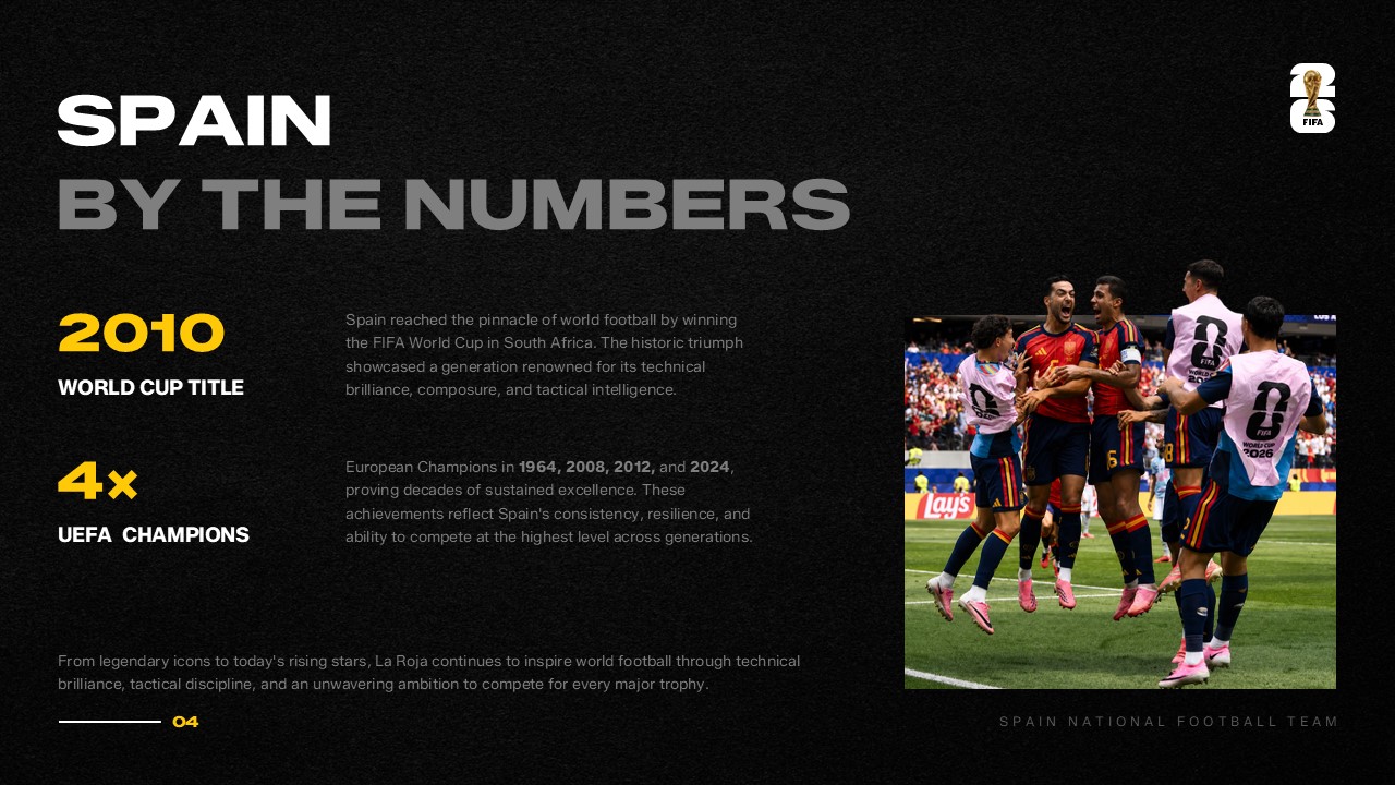Spain Football Team Template - Statistics and achievements slide