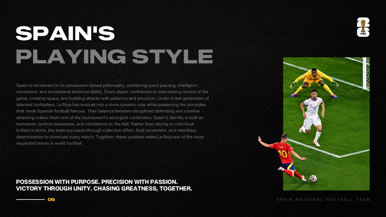 Spain Football Team Template - Playing style tactics slide